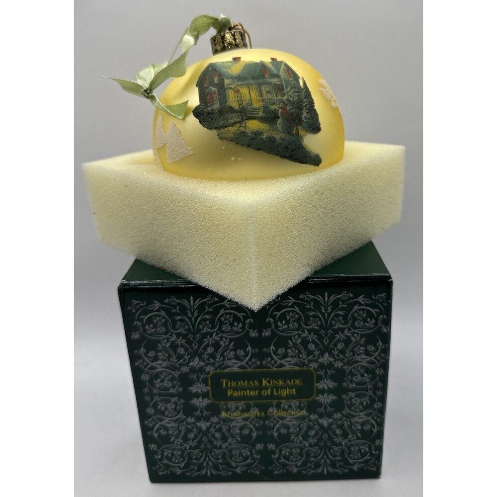 VTG 2003 Thomas Kinkade Lg Christmas Bulb Ornament "painter Of Light" Orig Box